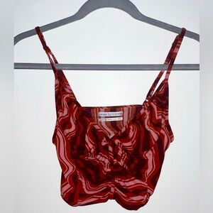 Red cropped tank top